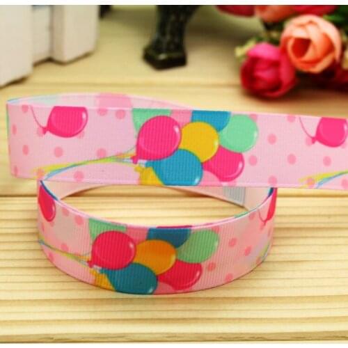 7/8'' Free shipping balloon printed grosgrain ribbon hairbow headwear party decoration diy wholesale OEM 22mm P5750