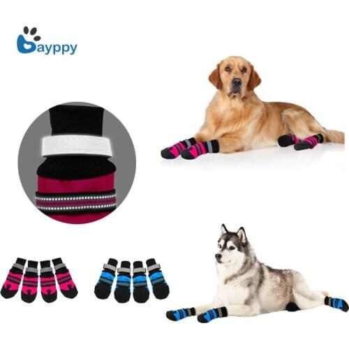4pcs Waterproof Pet Dog Shoes Anti-slip Warm Reflective Pet Boots Paw Protector For Small Medium Large Dogs Chihuahua Labrador