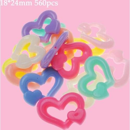 DIY Jewelry Findings Pastel Colors Acrylic Beads Plastic Hollow Out Heart Beads Children Necklace Bracelet DIY 18*24mm 560pcs