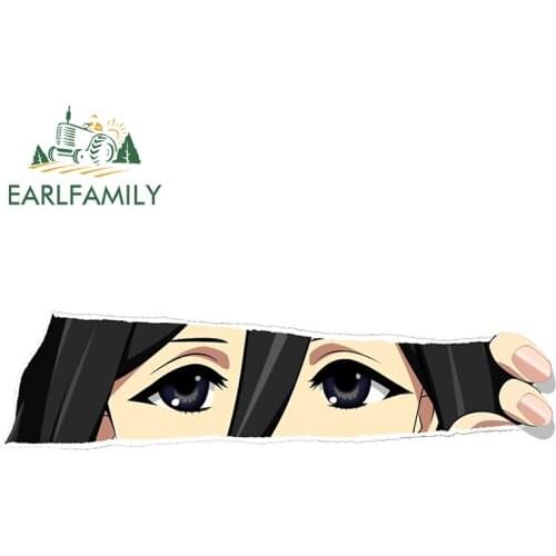 EARLFAMILY 13cm x 3.6cm For Mikasa Anime Decal Auto Motorcycle Car Assessoires Stickers Scratch-Proof Sunscreen DIY Car Styling