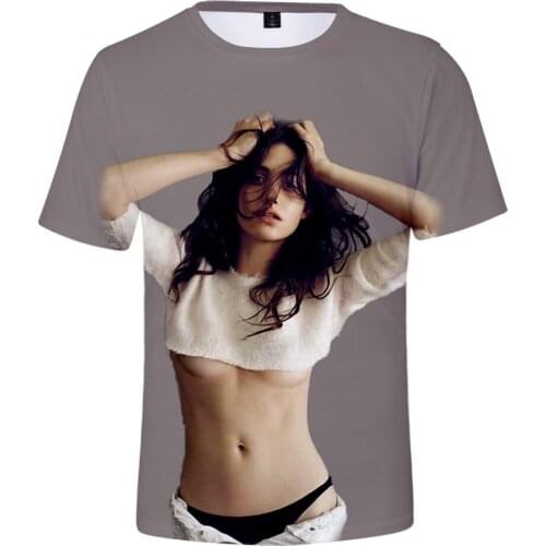 Em、Emmy Grey Emmy Rossum 3D Print Spring Summer Preppy Men/Women Street Clothes T-shirt Streetwear Kawaii Streetwear Tshirt