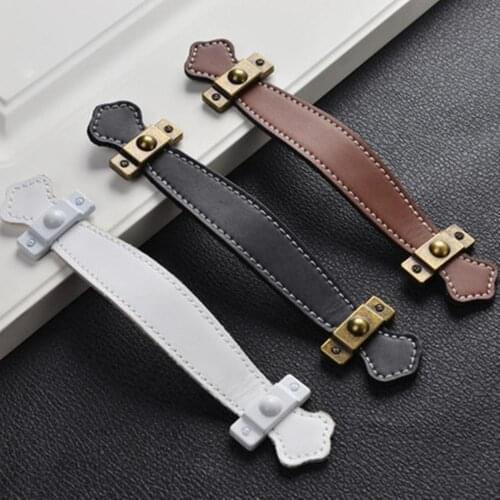 European-style new Chinese-style Nordic minimalist Pila handle personality cabinet leather handle cabinet door drawer black whit
