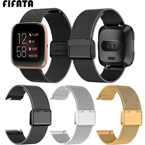 FIFATA 20/22/23mm Metal Stainless Steel Band Strap For Fitbit Versa 2/Huami Amazfit Bip/GTS Smart Watch Replacement Wristband