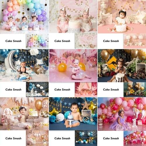 Girl Princess 1st Birthday Cake Smash Photo Background Newborn Kids Portrait Photo Background Sweet Candy Twinkle Little Stars