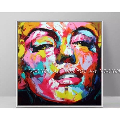 Francoise Nielly Palette knife portrait handmade figure Face Oil painting on canvas wall Art picture for living room home decor