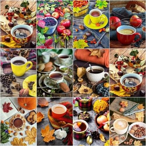 GATYZTORY Oil Painting By Number Food Coffee Dessert Handpainted Kits Drawing Canvas DIY Home Decoration Art Gift 60x75cm