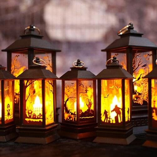 Halloween Lantern LED Lights Pumpkin Witch Skull Candle Party Decoration Prop