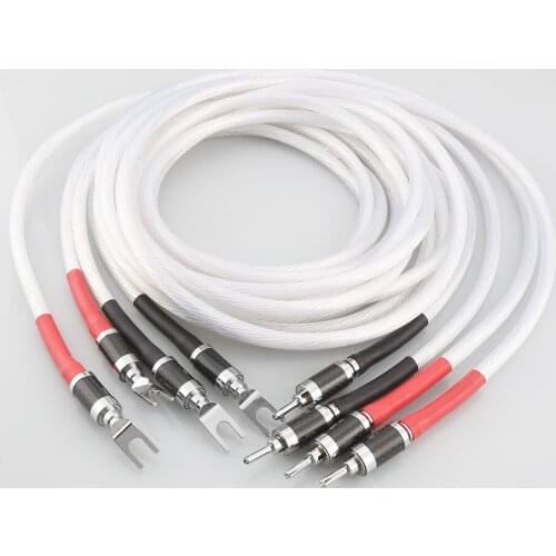 Hi-End Audiocrast A27 7N OCC Silver Plated HIFI SPeaker cable banana to spade plug Speaker Wire for Audiophiles and HiFi Systems