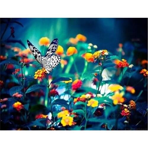 Plant flower butterfly picture 3D DIY Diamond Painting Cross Stitch Embroidery Diamond Mosaic Halloween/Christmas decoration