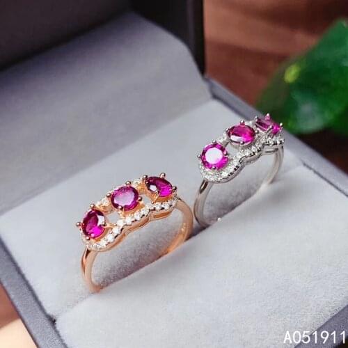 KJJEAXCMY fine jewelry natural garnet 925 sterling silver adjustable women ring support test lovely