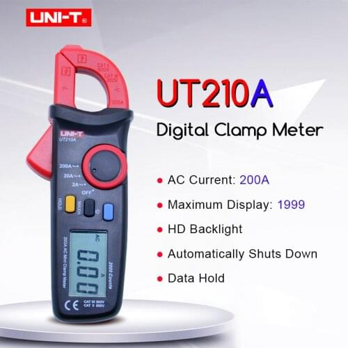 Mini Clamp Meter UNI-T UT210A 2000 Count Data hold digital multimeter AC current tester with LCD backlight