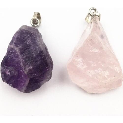 Fashion Natural Stone Crystal Amethysts Pendant for Women Irregular Rough Stones Charms Pendants DIY Jewelry Accessories A470