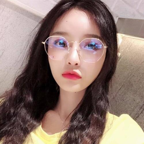 2020 Polygon Anti blue light glasses unisex Hip hop plain glasses for men women Metal frame glasses for wedding party eyeglasses