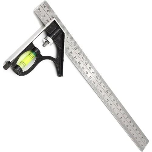 DIY Movable Square Ruler Precise Measuring Tools Aluminium Combination Mobile Workshop Hardware Angle Spirit Level 12"(300mm)