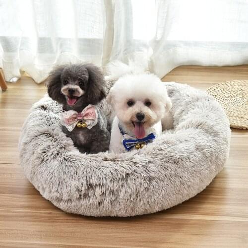 Pet bed for dog donut bed plush cat bed accessories kennels for dogs mascotas productos fluffy rattan cat nest coussin chat
