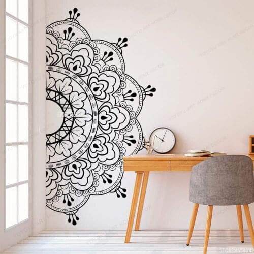 Half Mandala Bedside Wall Decal Yoga Indian Buddhism Wall sticker Art Removable Bedroom Living Room Mural Poster HD277