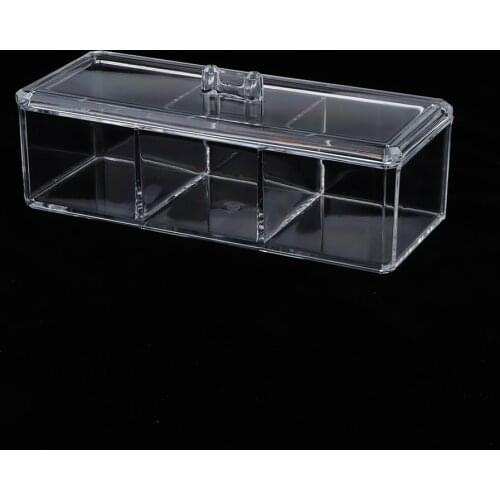 3 Compartments Clear Storage Box Organizer Container for Mascara,Lipsticks,Nail