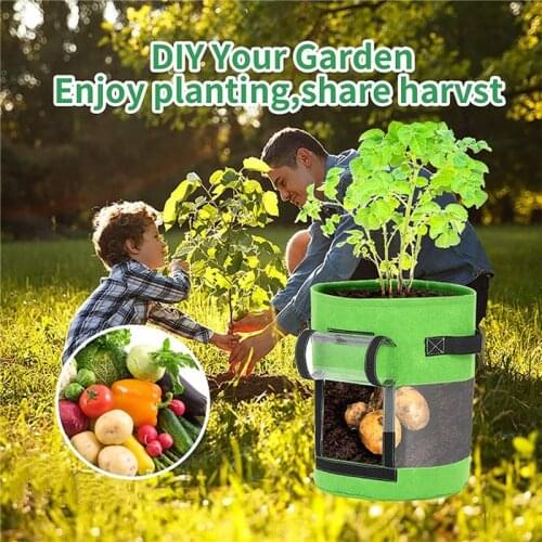 Growing Bags Visualization Plant Grow Bags with Handles and Flap Window Garden Vegetables Planter Bag for Potato Tomato