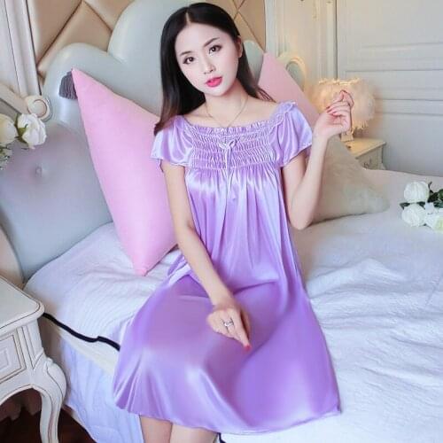 Plus Size 4XL Nightgown Sleepshirts Homewear Women Short Satin Sleepwear Ladies Sexy Lingerie Sleepdress Strap Nightdress