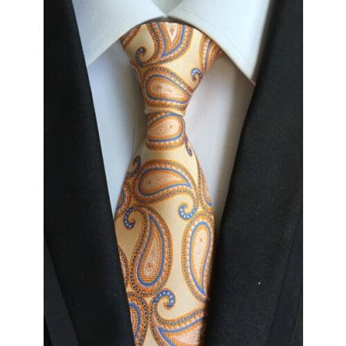 Luxury Men 8cm Formal Necktie Set with Pocket Square Fashion Paisley Ties Handkerchief Sets for Party Wedding