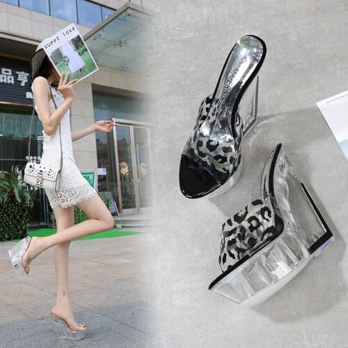 Summer Leopard Print Design Womens Sandals Waterproof Table Hollow Slope Heel Transparent PVC Heel Fashion Shoes