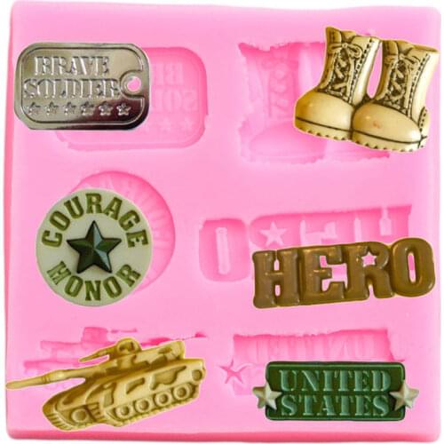 Soldier Hero Tank Boots Silicone Mold Baby Birthday Fondant Cake Decorating Tools Candy Polymer Clay Chocolate Gumpaste Moulds