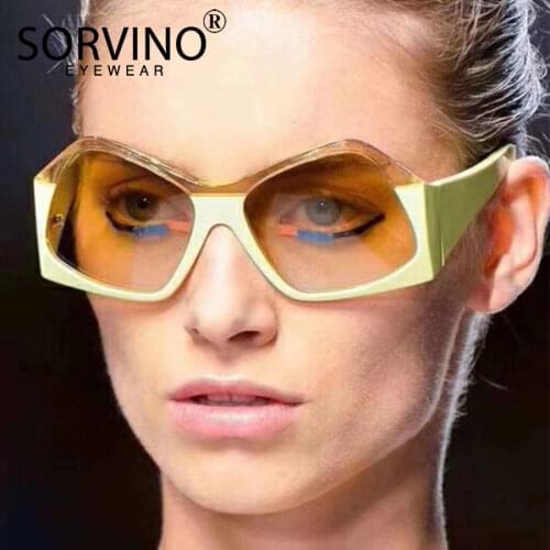 SORVINO Desinger Oversized Irregular Sunglasses 2020 Women Retro 90s Lady Cool Bicolor Pilot Sun Glasses Big Shield Shades SP149