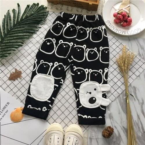 Tonytaobaby Spring and Summer New Boys and Girls Casual Pants Bunny Black Pants