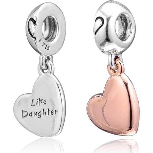 CKK Silver 925 Jewelry Fits Pandora Bracelets Mother & Daughter Love Dangle Charm Original Sterling Silver Beads