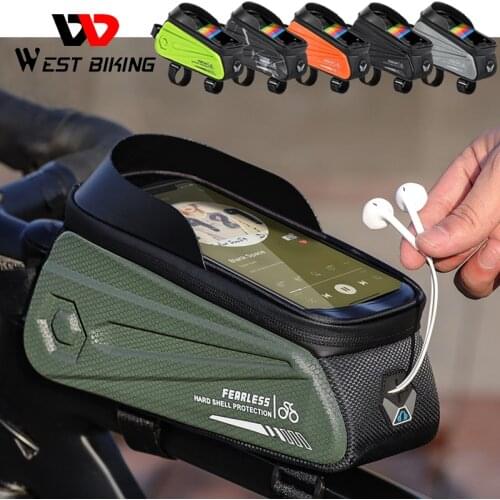 WEST BIKING Bicycle Bag 6.0-7.2 Inch Phone Bag Waterproof Front Frame Cycling Bag Sensitive Touch Screen MTB Bike Accessories