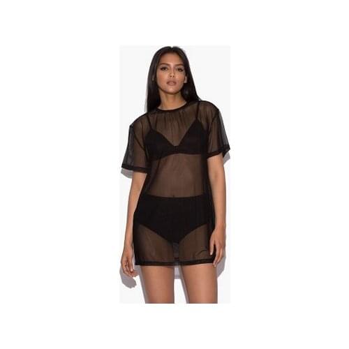 Women Soft Pullover Blouse Coat Boho Casual Black Mesh Beach Bikini Cover Up Top