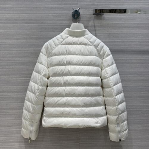 2021 autumn and winter down jacket womens new fashion temperament simple ribbon decoration stand-up collar slim short coat