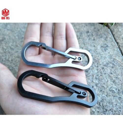 1PCS Multifunctional Keychain Spring Hook Titanium Alloy Plating Fixed Buckle Carabiner Outdoor Camping Keychain Ring