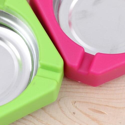 1pc Creative Plastic Stainless Steel Square Edging Ashtray Home Office Cigarette Accessories