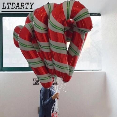 10pcs 32inch foil balloons Red Candy Cane Merry Christmas balloon decoration inflatable air balls Birthday party supplies Xmas
