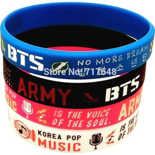100pcs Kpop Bangtan Boys Jungkook, Jimin, V, Suga, Jin, J-Hope, Rap wristband silicone bracelets free shipping by ePacket A