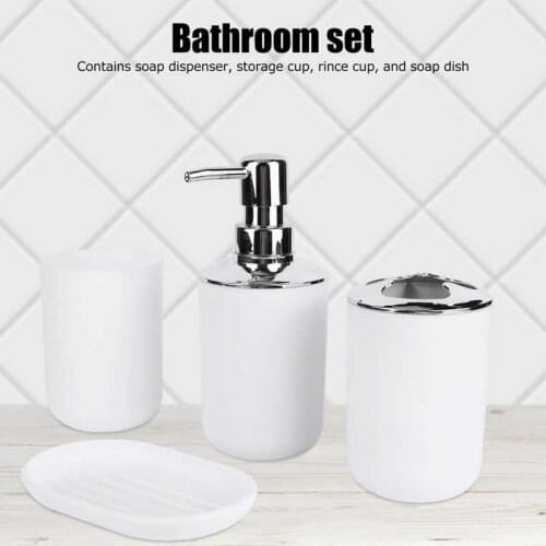 4Pcs Bathroom Accessory Set Soap Dispenser Pump Bottle Mouthwash Cup Soap Dish Holder Bathroom Washing Tools Home Decor