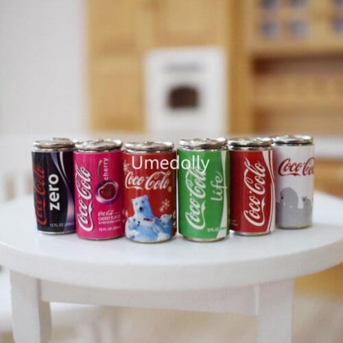 6PCS 1/6 Miniature Dollhouse Coke Pretend Play Barbies BJD Blyth Doll Food Drink Kitchen Decor Toy Accessories
