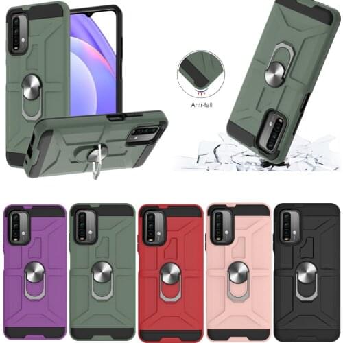 Anti Drop Phone Case for Xiaomi Poco M3 10T Lite 5G Redmi Note 10 K30S 9A 9C Funda Magnetic Car Ring Bracket Protect Back Cover
