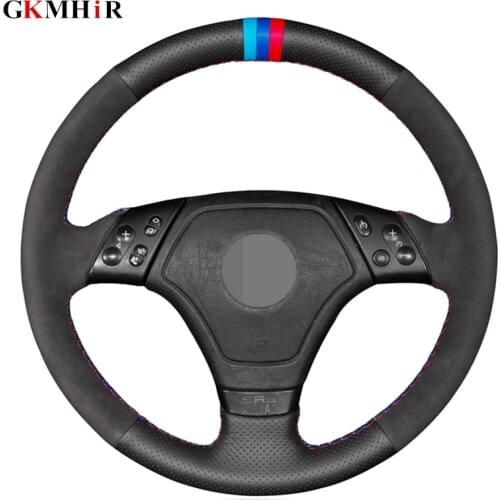 Black Genuine Leather Black Suede Wrap New Style Car Steering Wheel Cover for BMW E36 1996-2000 E46 1998-2000