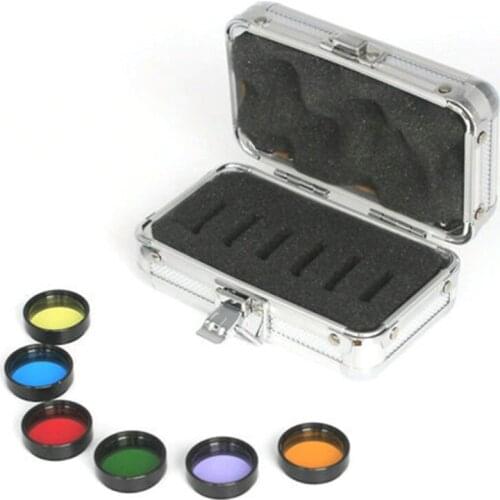 Datyson M28*0.6mm Optical Glass Color Filter 6 Colors Set Yellow Orange Red Green Blue Purple Nebula Filter Aluminum Box 5P9972
