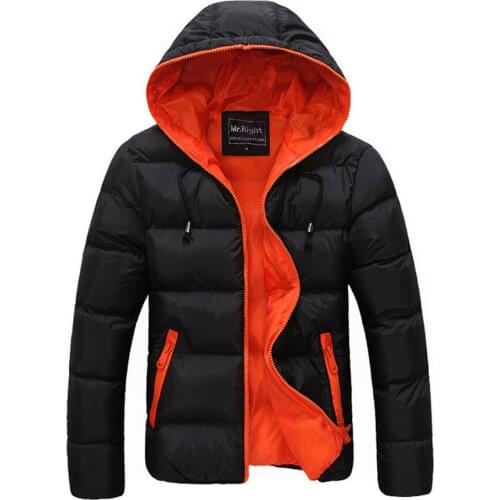 Colorblock Winter Parkas Mens Jacket Autumn Winter Contrast Hoodies Men Jacket Casual Warm Thick Hooded Windbreaker Waterproof