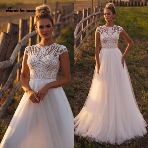 Elegant Lace Wedding Dresses 2021 Appliques Beach Boho Bride Dresses Vestido De Noiva Princess Wedding Gowns Custom Made
