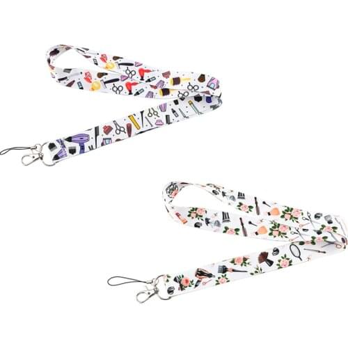 J2834 Cartoon Hair Salon Supplies Lanyard For Keys Phone Strap Neck Strap Keychain Lanyards ID Badge Holder For Hairstylist