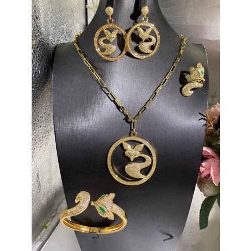 Janekelly4pcs Bridal Zirconia Full Jewelry Sets For Women Party, Luxury Dubai Nigeria CZ Crystal Wedding Jewelry Sets