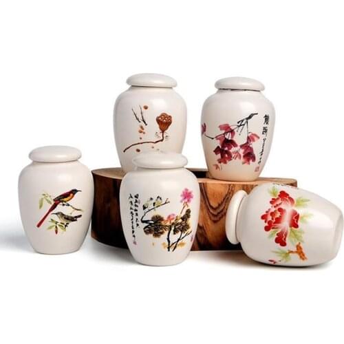Chinese Style Tea Storage Box Mini Coffee Tea Jar Ceramic Kitchen Spices Seal Cans Foods Container Box Small Things Storage Jars