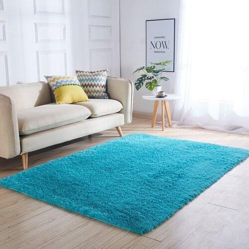Nordic style long hair carpet bedroom bedside mat Thickened washed silk hair non-slip rug Living room coffee table blanket