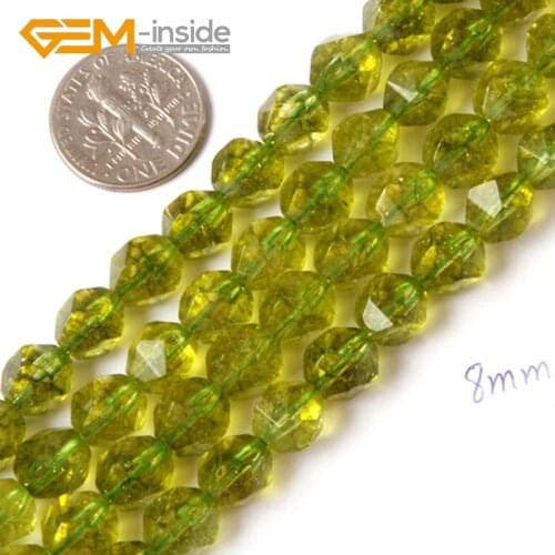 6mm 8mm Round Faceted Green Peridot Beads DIY Beads For Jewelry Making Beads Strand 15" Free Shippng