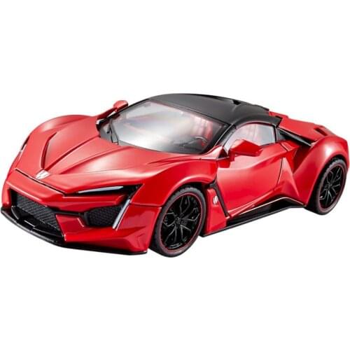 Hot 1:24 scale wheel Lykan Hypersport metal model diecast car pull back toy colleciton with light and sound for boys gift