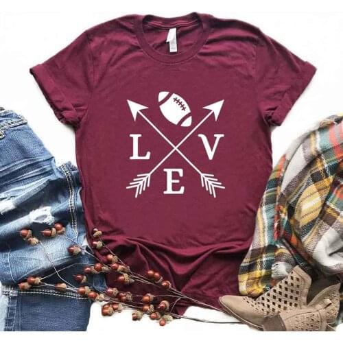 Love Football Arrow Print Women Tshirts Cotton Casual Funny t Shirt For Lady Yong Girl Top Tee 6 Color Drop Ship NA-927